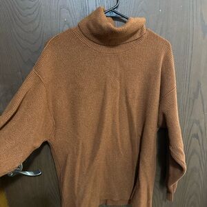 Free People Rich Brown Ribbed Sweater